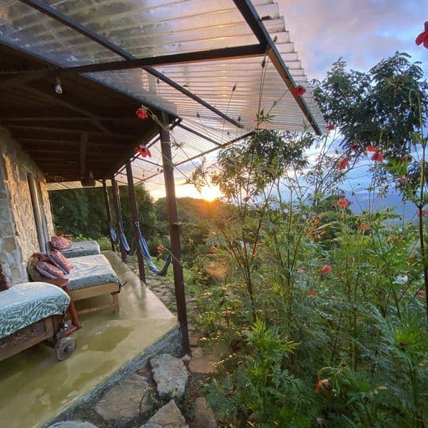 Sunset view from the covered deck at Airborne Arts